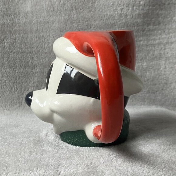 Walt Disney Santa Mickey Mouse 3D Head Christmas Holiday Ceramic Coffee Tea Mug - Picture 4 of 6
